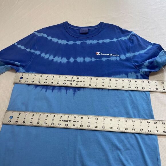 Champion Reverse Weave Blue Tie Dye T-Shirt Size Large - Picture 3 of 7